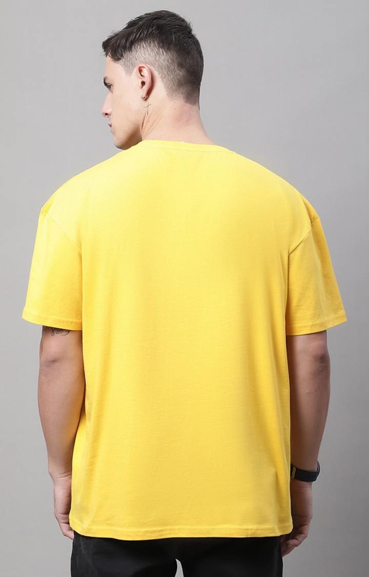 Men's  Be You Printed Yellow Color Oversize Fit Tshirt