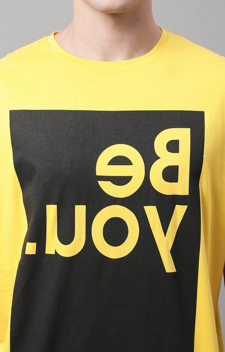 Men's  Be You Printed Yellow Color Oversize Fit Tshirt