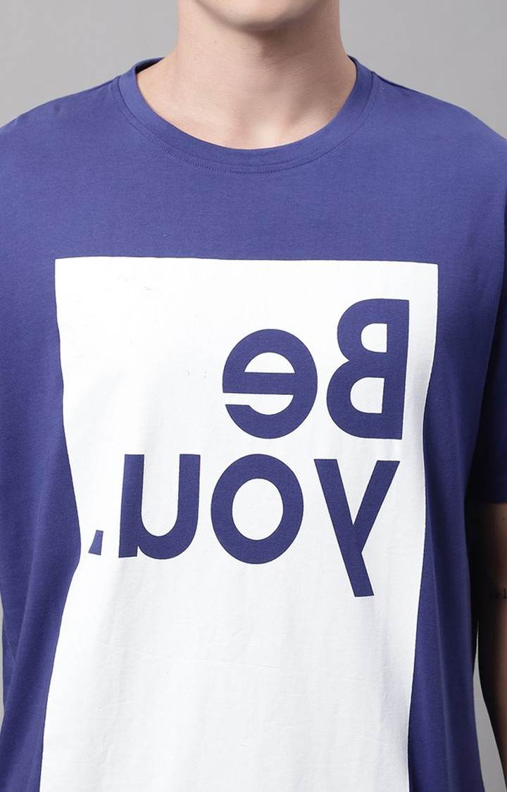 Men's  Be You Printed Navy Color Oversize Fit Tshirt