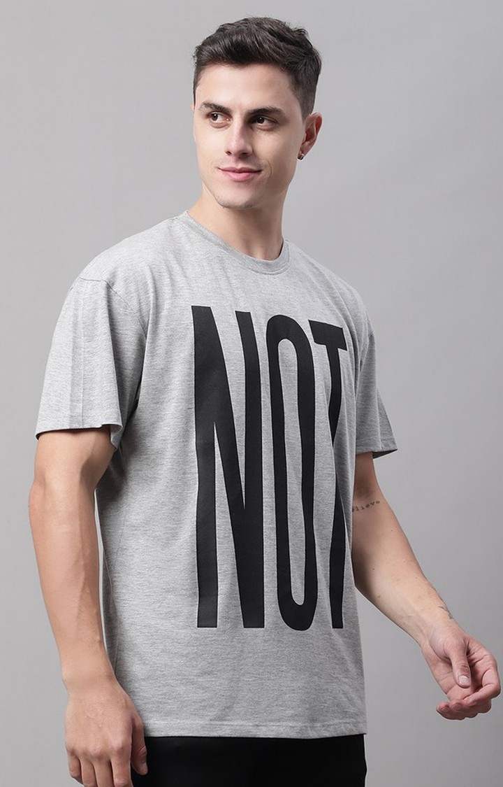Men's  Not Printed Grey Color Oversize Fit Tshirt