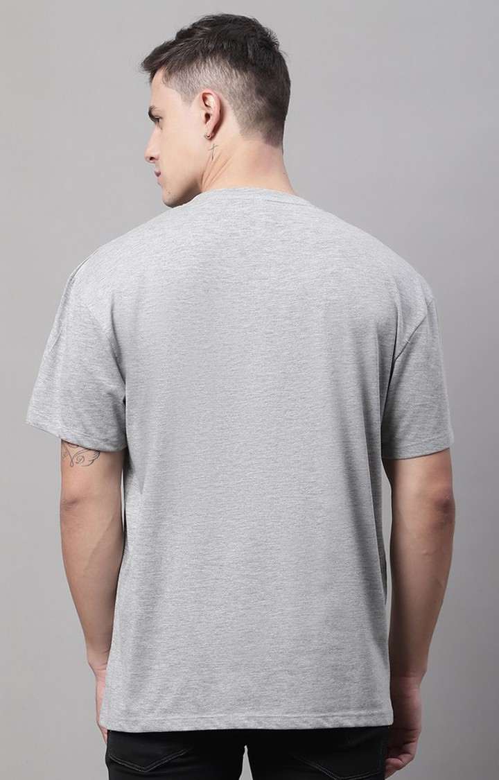 Men's  Not Printed Grey Color Oversize Fit Tshirt