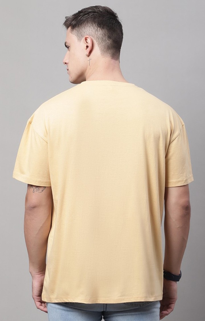 Men's  Smiley Printed Beige Color Oversize Fit Tshirt