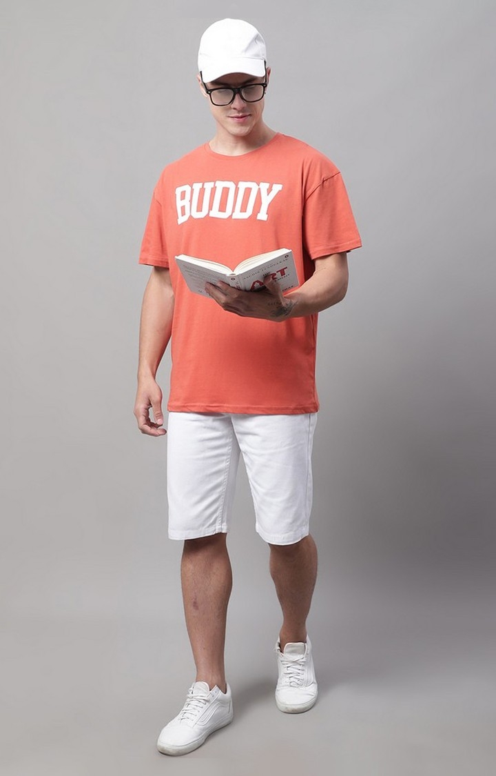 Men's  Buddy Printed Rust Color Oversize Fit Tshirt