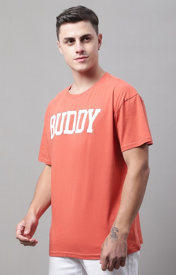 Men's  Buddy Printed Rust Color Oversize Fit Tshirt