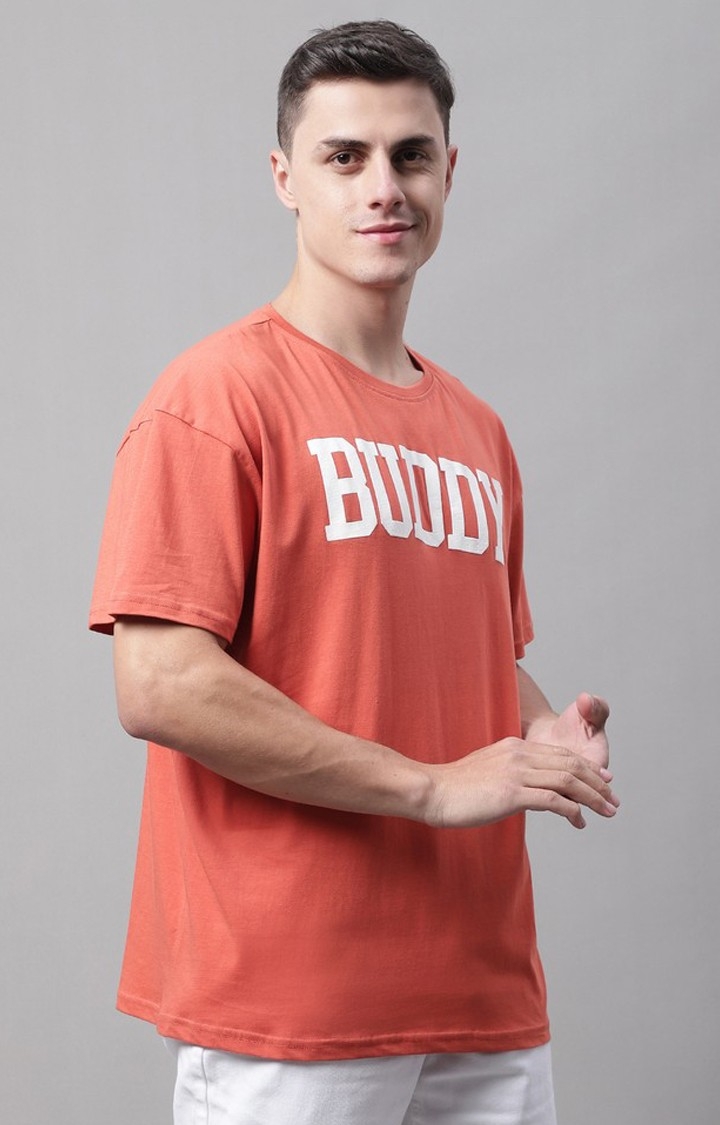 Men's  Buddy Printed Rust Color Oversize Fit Tshirt