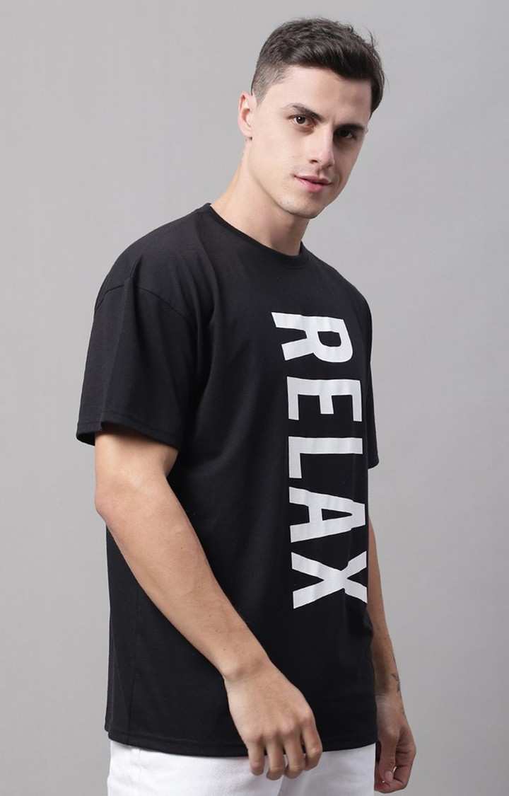 Men's  Relax Printed Black Color Oversize Fit Tshirt