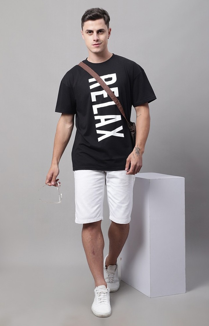 Men's  Relax Printed Black Color Oversize Fit Tshirt