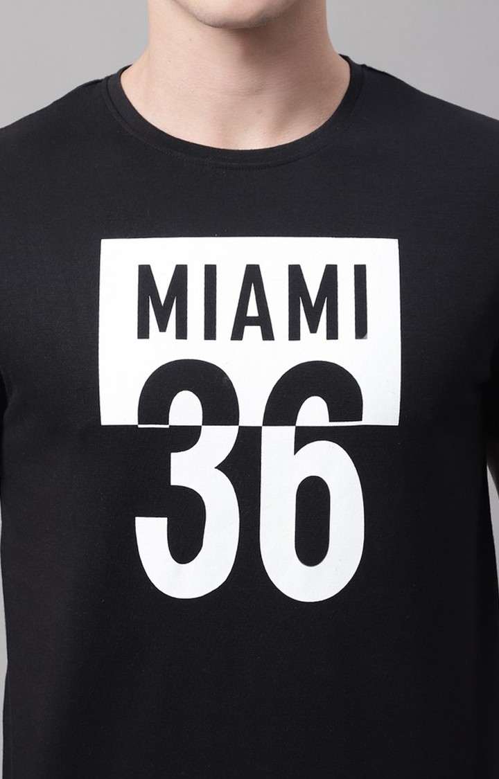 Men's  Miami Printed Black Color Regular Fit Tshirt