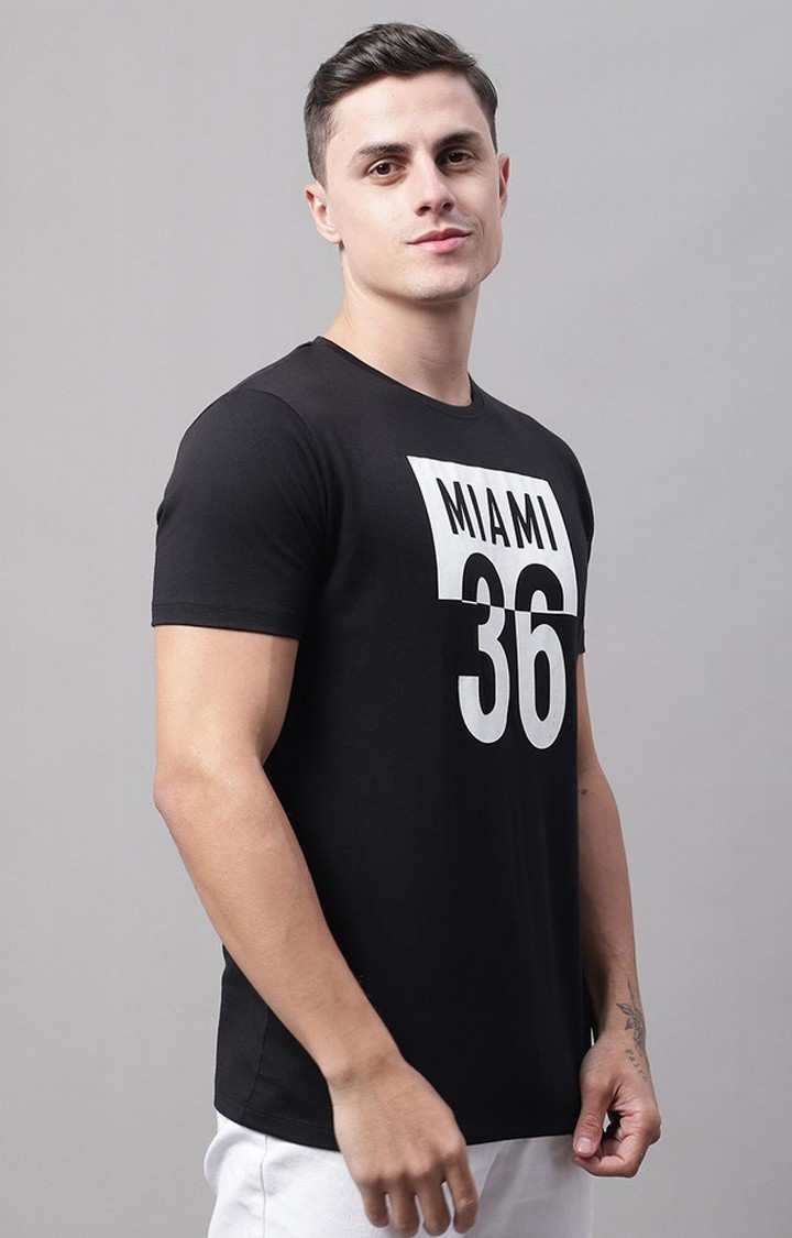 Men's  Miami Printed Black Color Regular Fit Tshirt