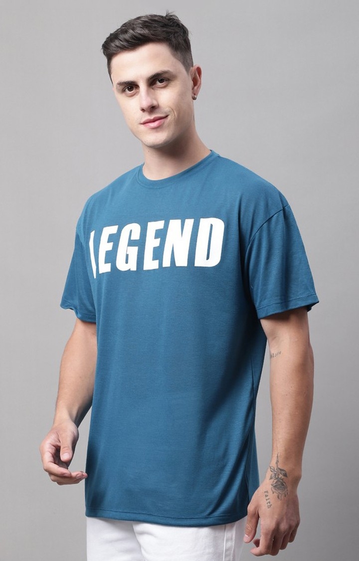 Men's  Legend Printed Teal Color Oversize Fit Tshirt
