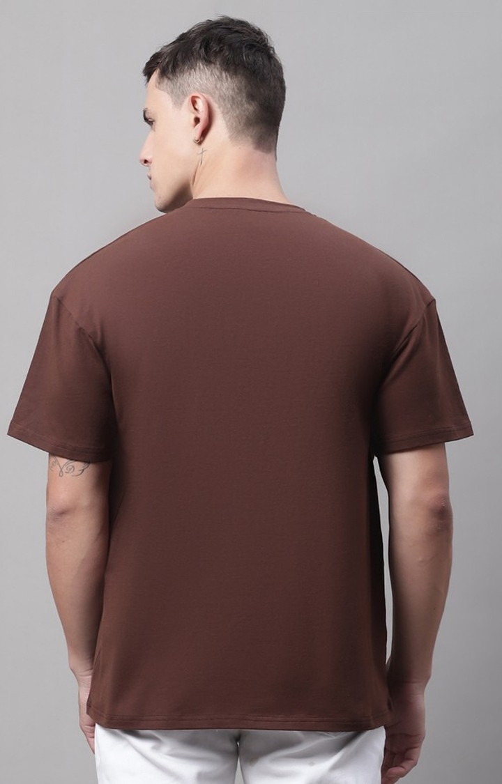 Men's  The End Printed Brown Color Oversize Fit Tshirt