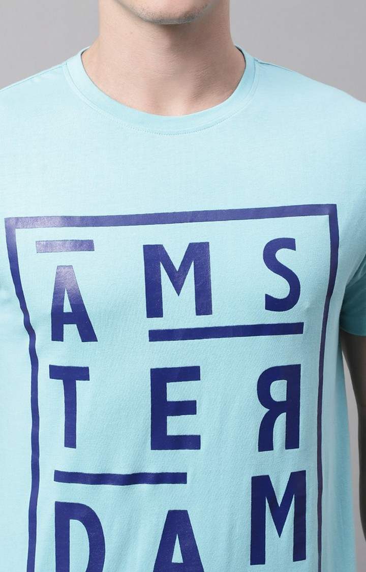 Men's  Amsterdam Printed Blue Color Regular Fit Tshirt