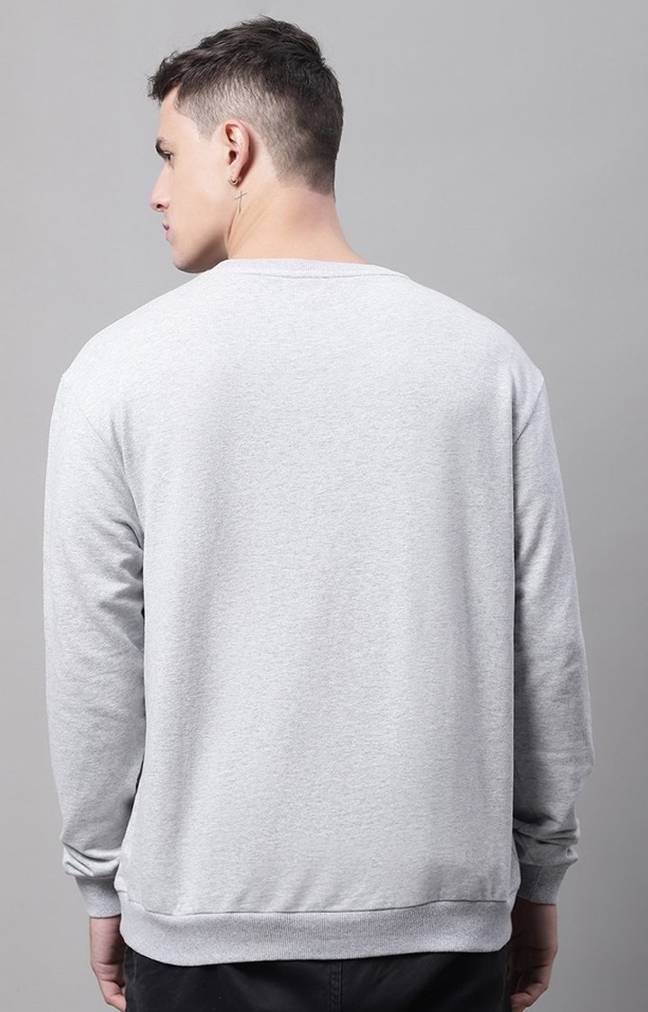 Cool Printed Grey Melange Regular Fit Sweatshirt