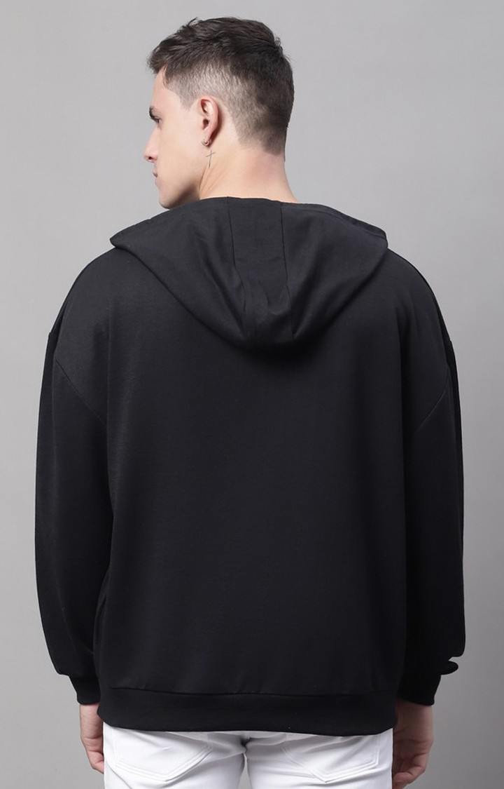 Chaos Printed Black Oversize Fit Hoodie