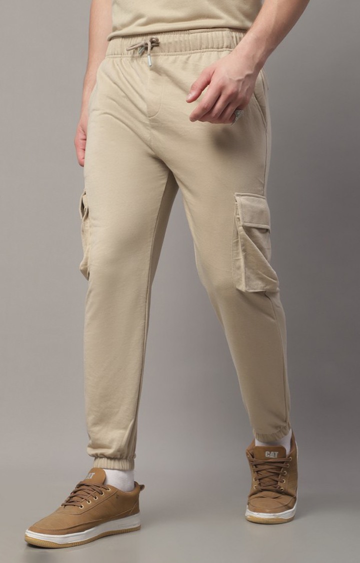 Men's Beige Cargo Joggers