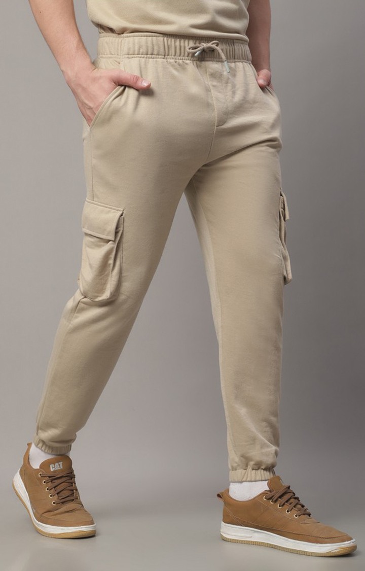 Men's Beige Cargo Joggers