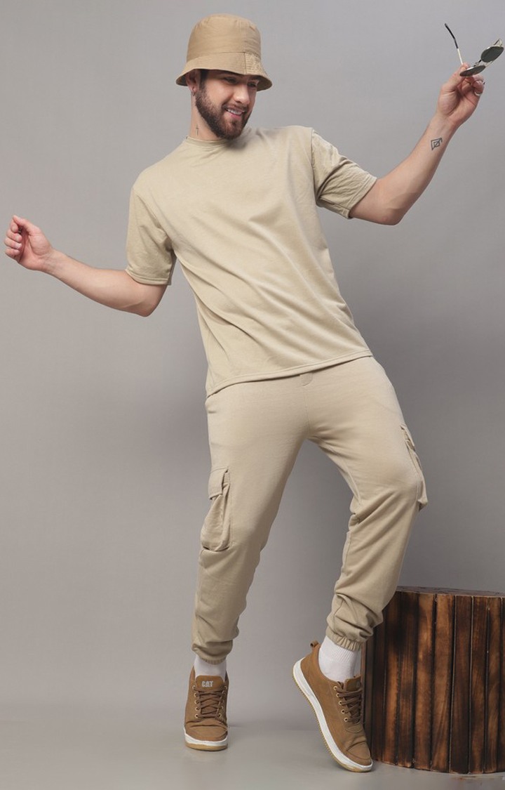 Men's Beige Cargo Joggers