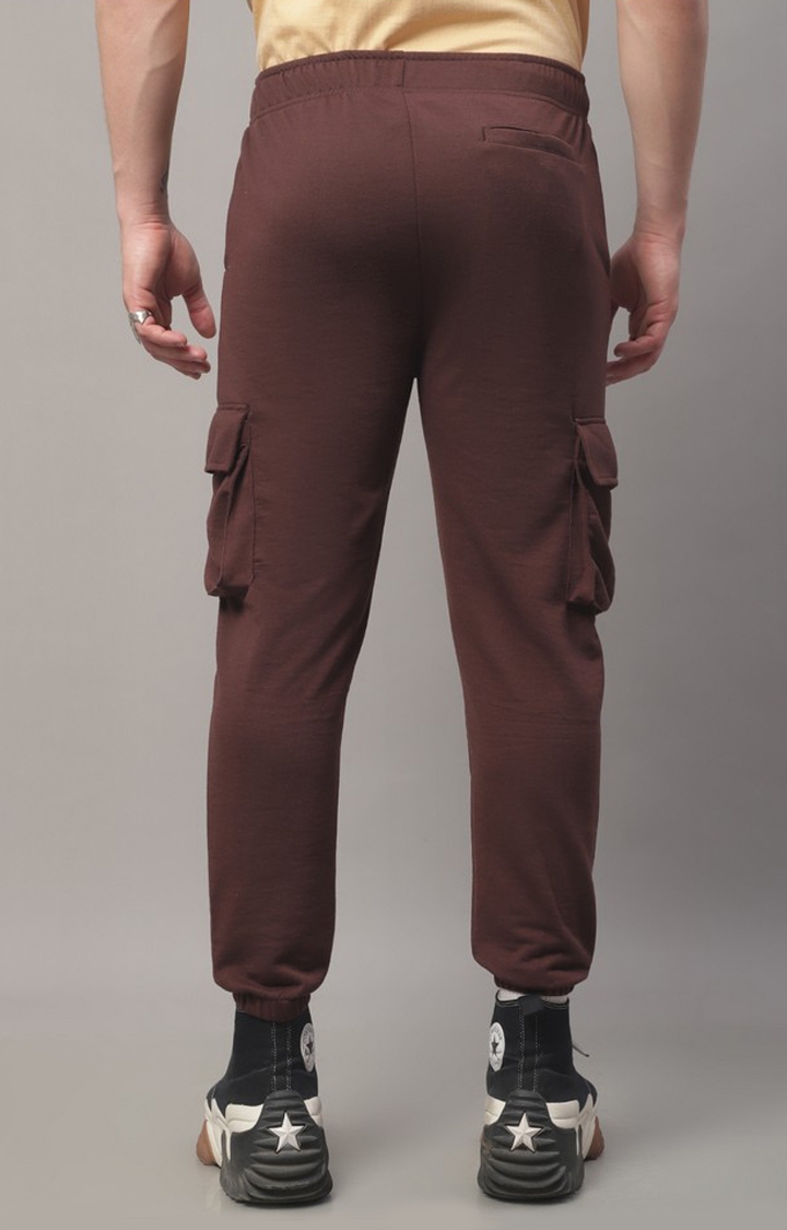 Rare Rabbit Men's Inbuil Brown Mid-Rise Regular Fit Cargo Trousers