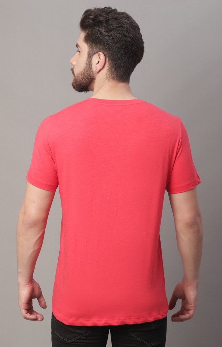 Men's  Printed Red Regular Tshirt