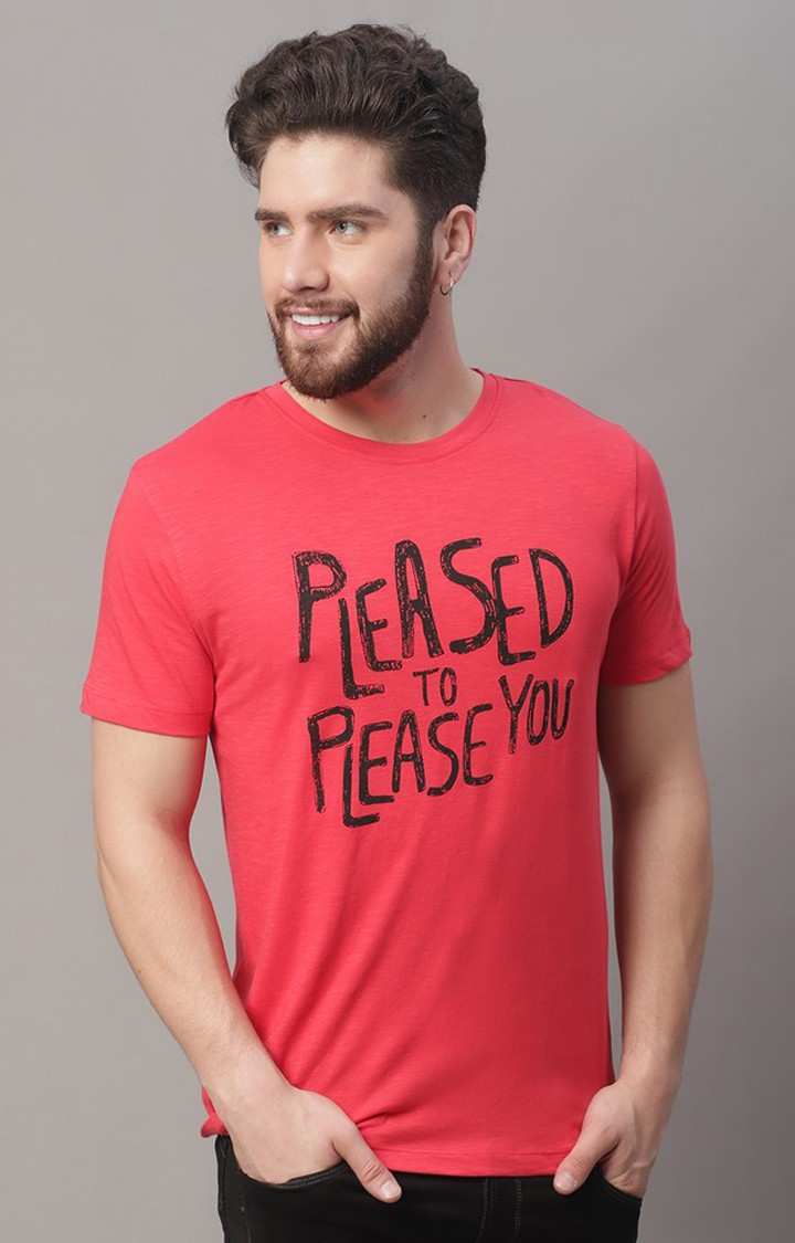 Men's  Printed Red Regular Tshirt