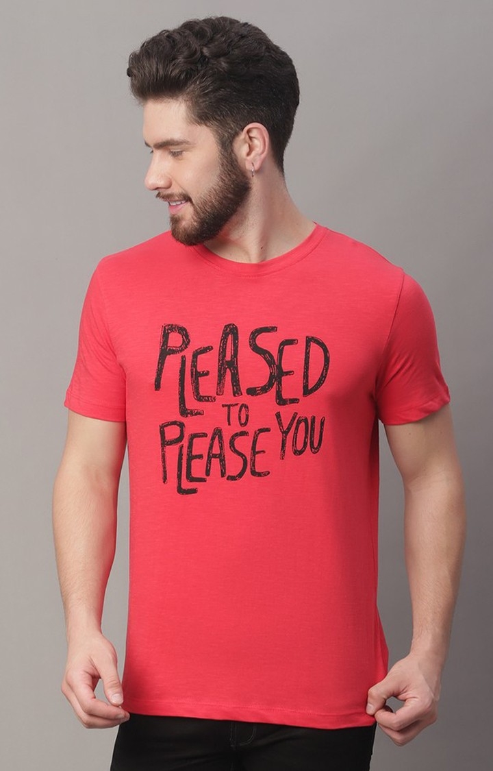 Men's  Printed Red Regular Tshirt