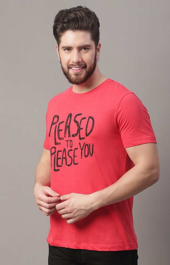 Men's  Printed Red Regular Tshirt