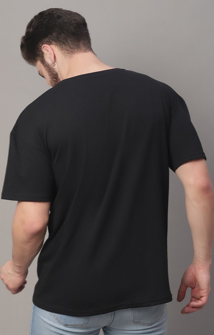 Men's  Printed Black Oversize Tshirt