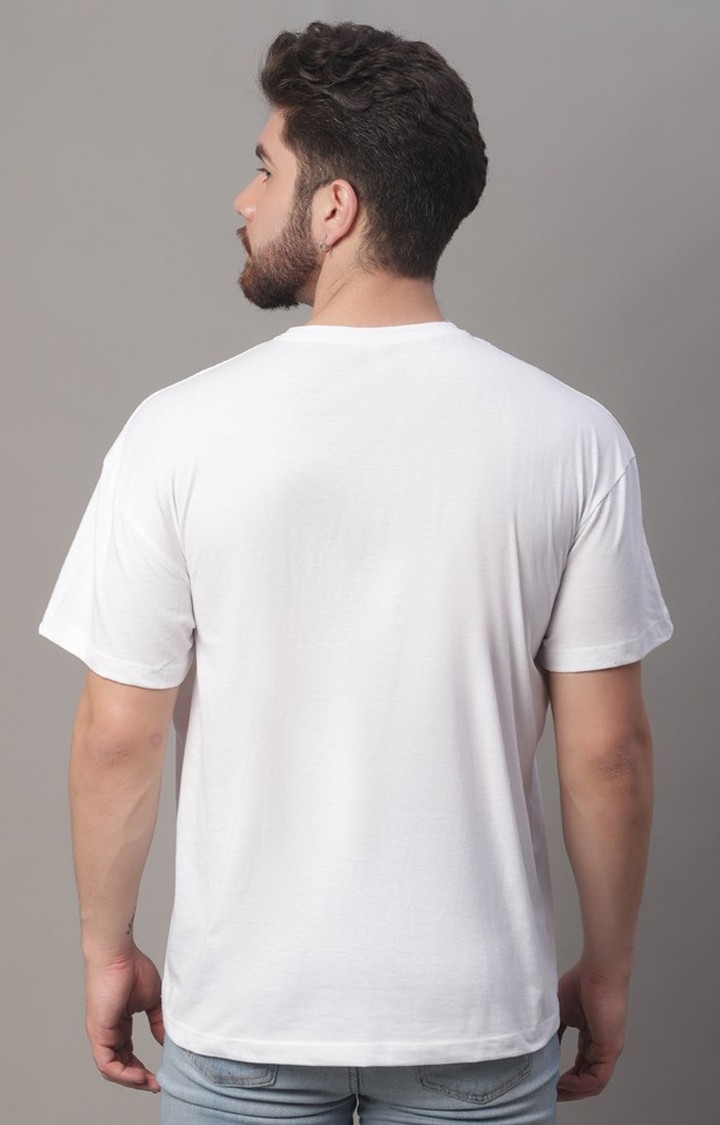 Men's  Printed White Oversize Tshirt