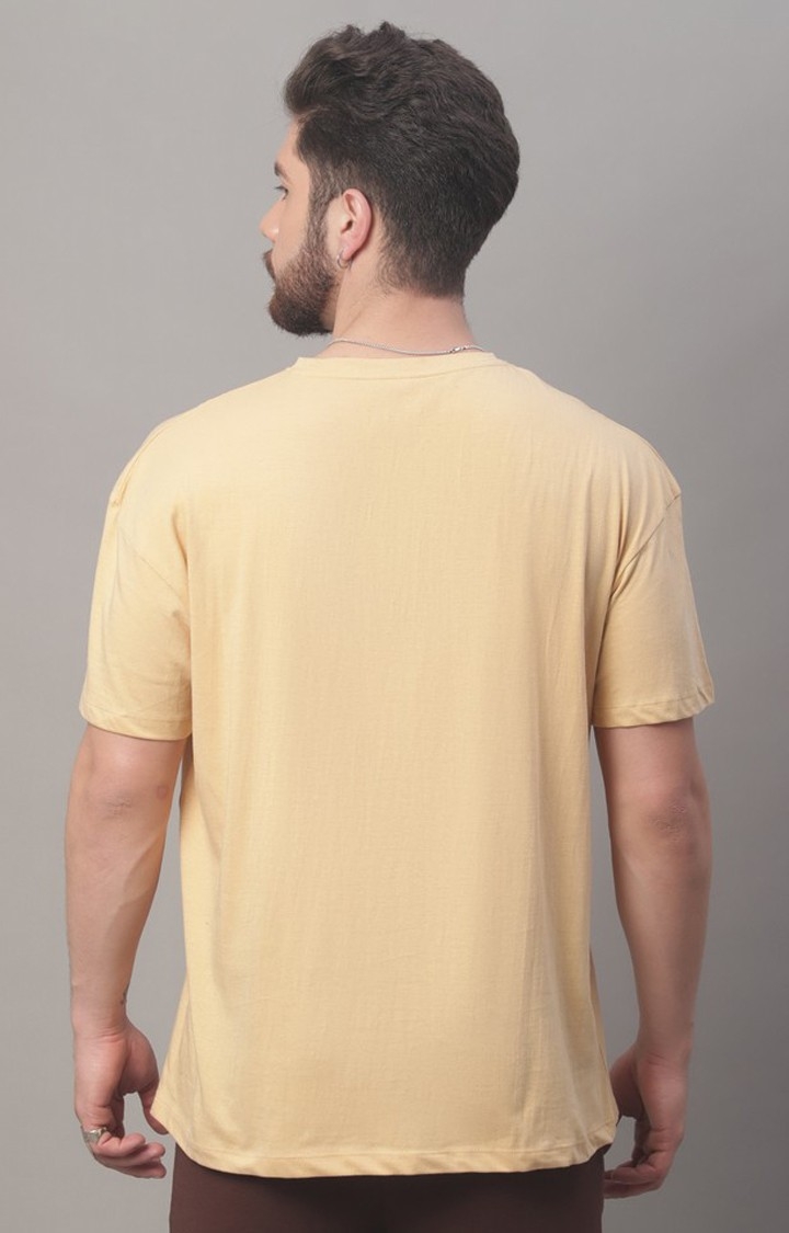 Men's  Printed Beige Oversize Tshirt