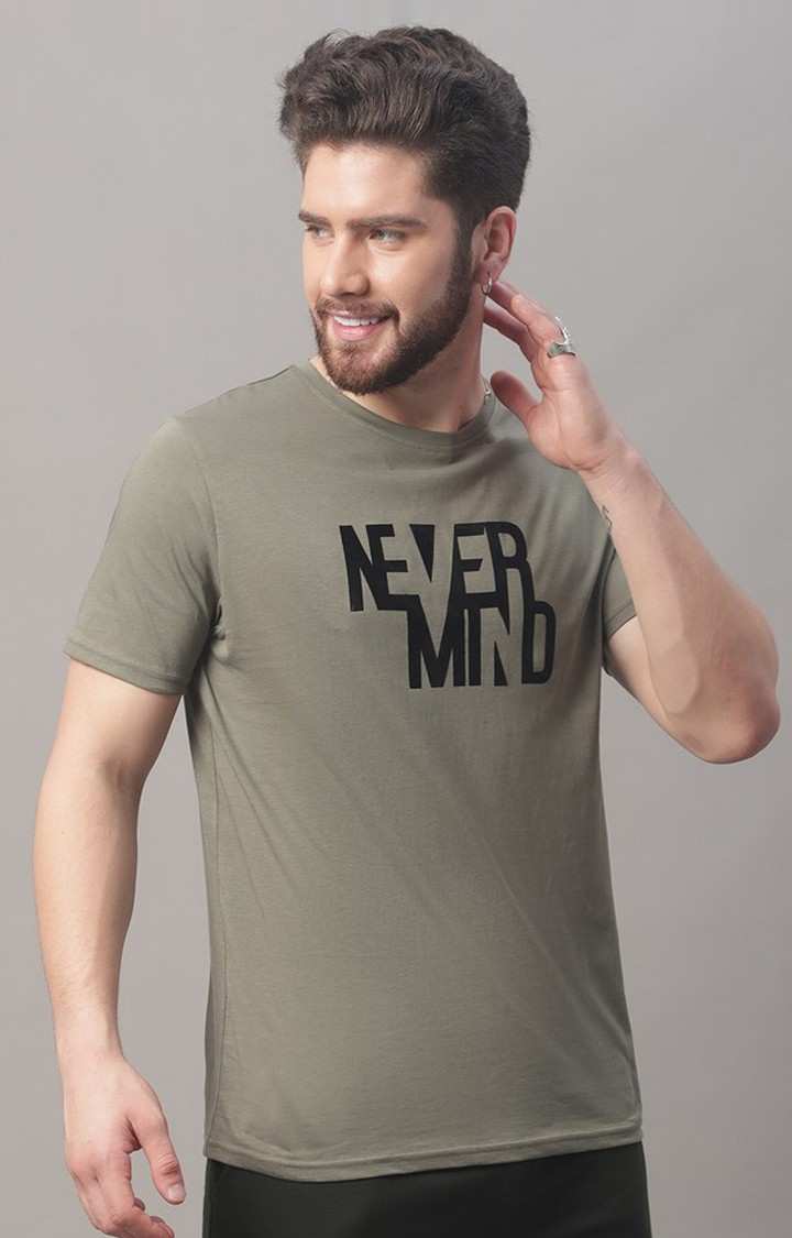 Men's  Printed Green Regular Tshirt