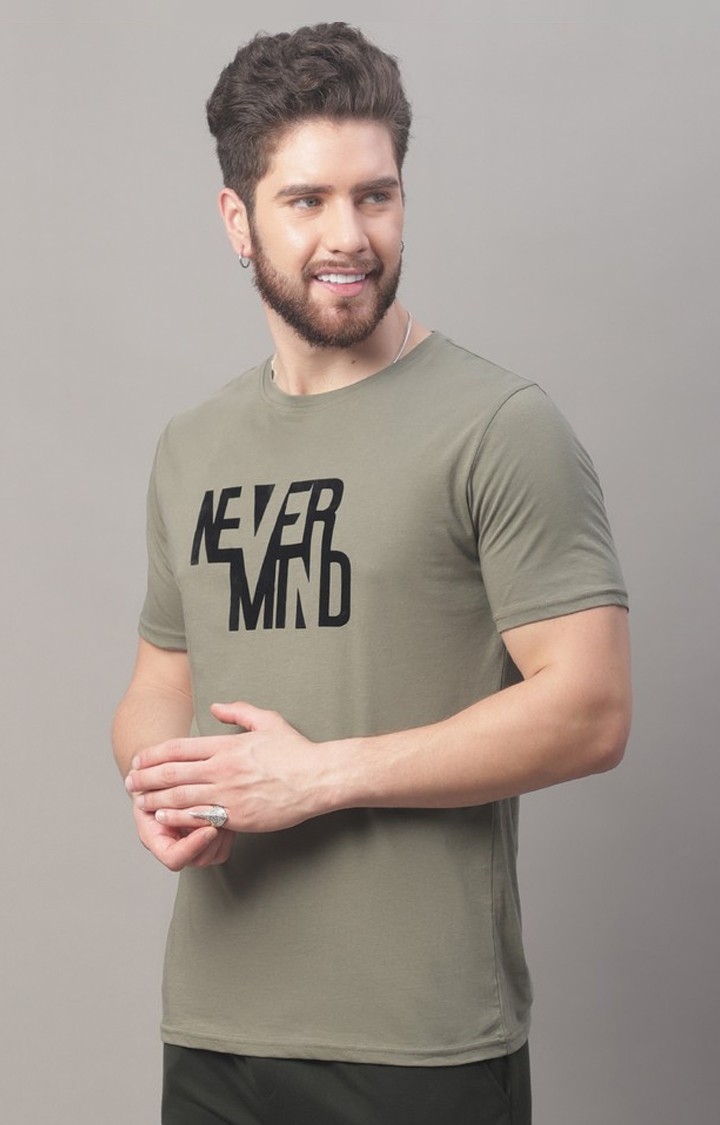 Men's  Printed Green Regular Tshirt