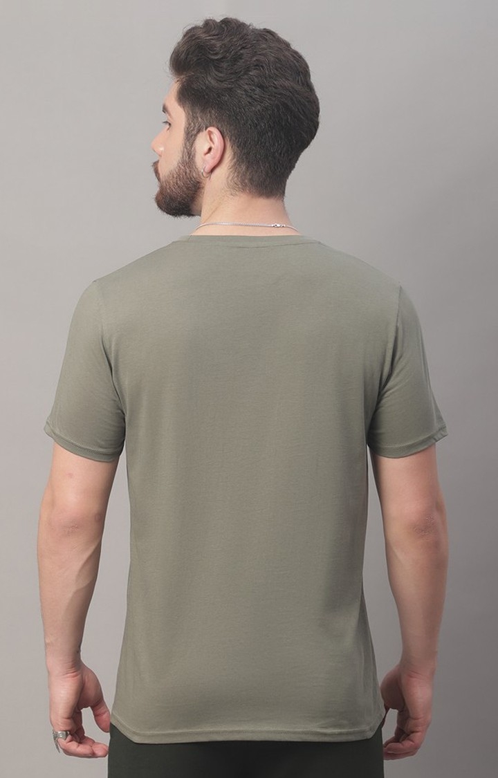Men's  Printed Green Regular Tshirt