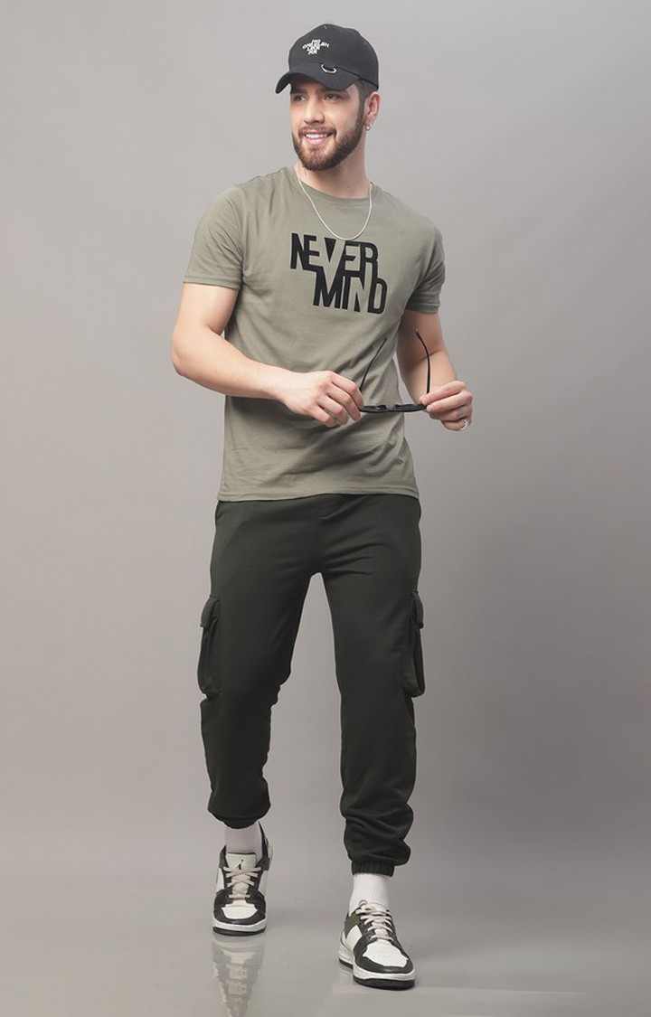 Men's  Printed Green Regular Tshirt