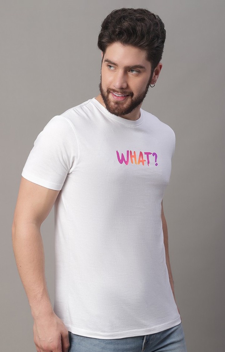 Men's  Printed White Regular Tshirt