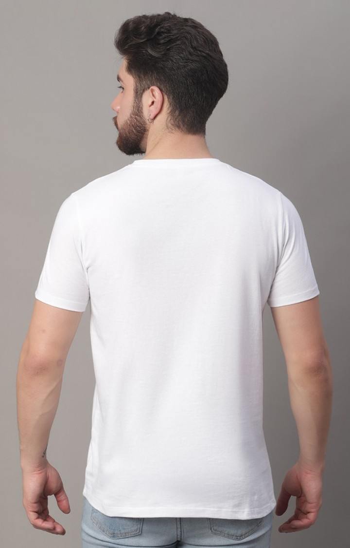 Men's  Printed White Regular Tshirt