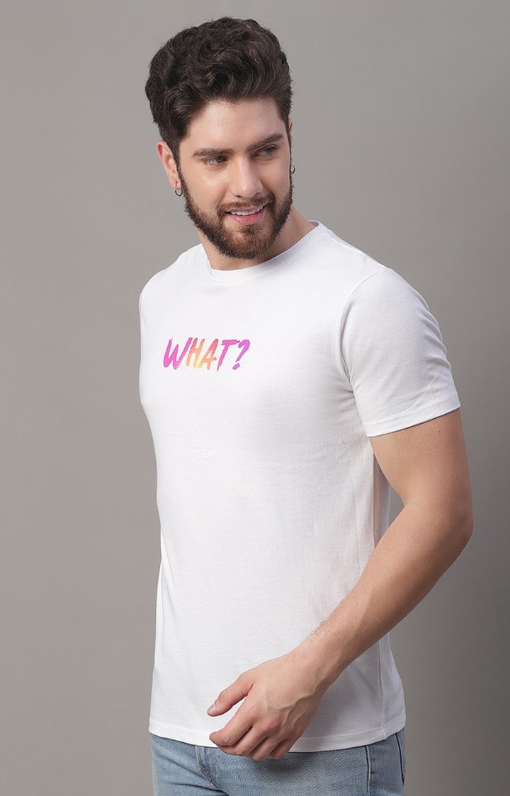 Men's  Printed White Regular Tshirt