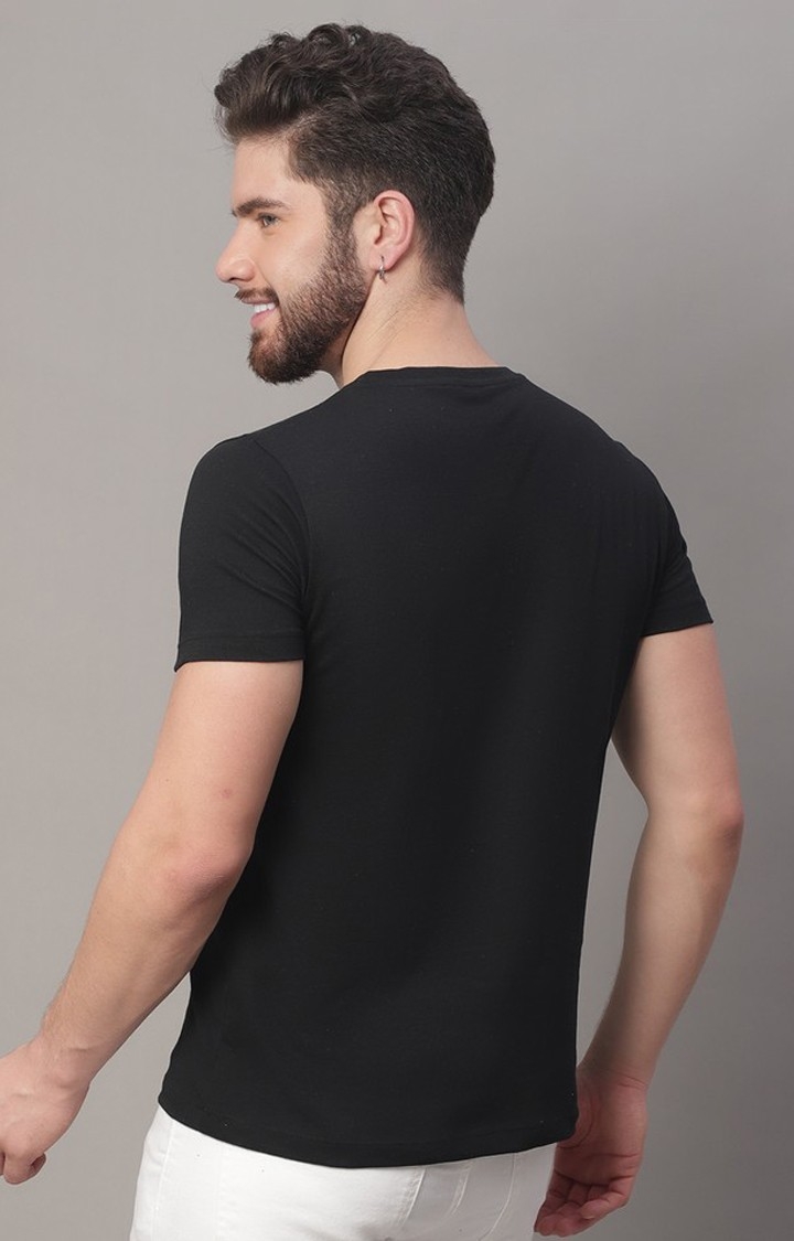 Men's  Printed Black Regular Tshirt