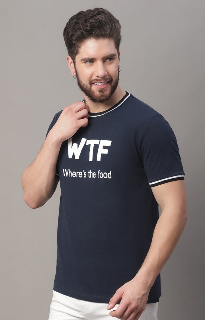 Men's  Printed Navy Ringer Tshirt