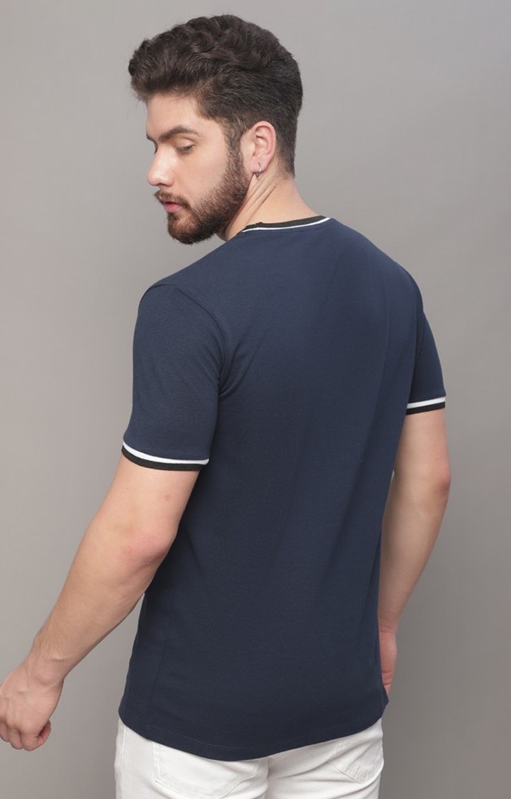 Men's  Printed Navy Ringer Tshirt