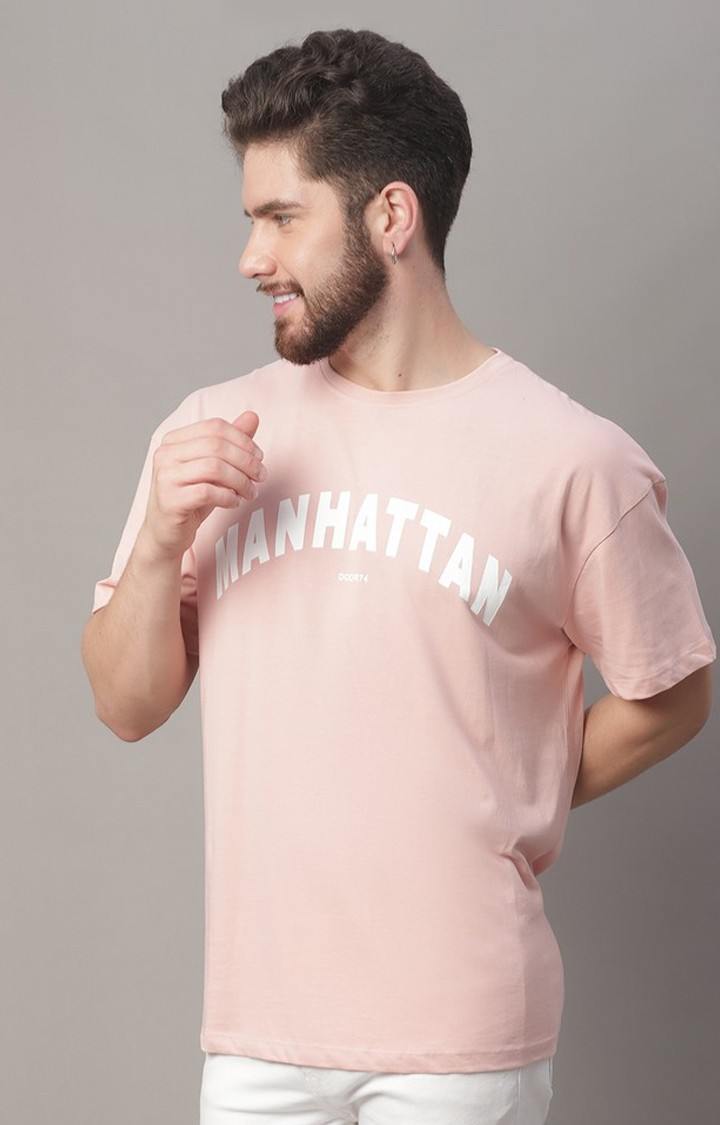 Men's  Printed Pink Oversize Tshirt