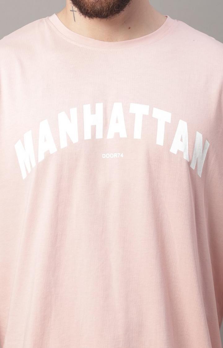 Men's  Printed Pink Oversize Tshirt