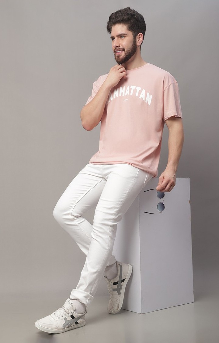 Men's  Printed Pink Oversize Tshirt