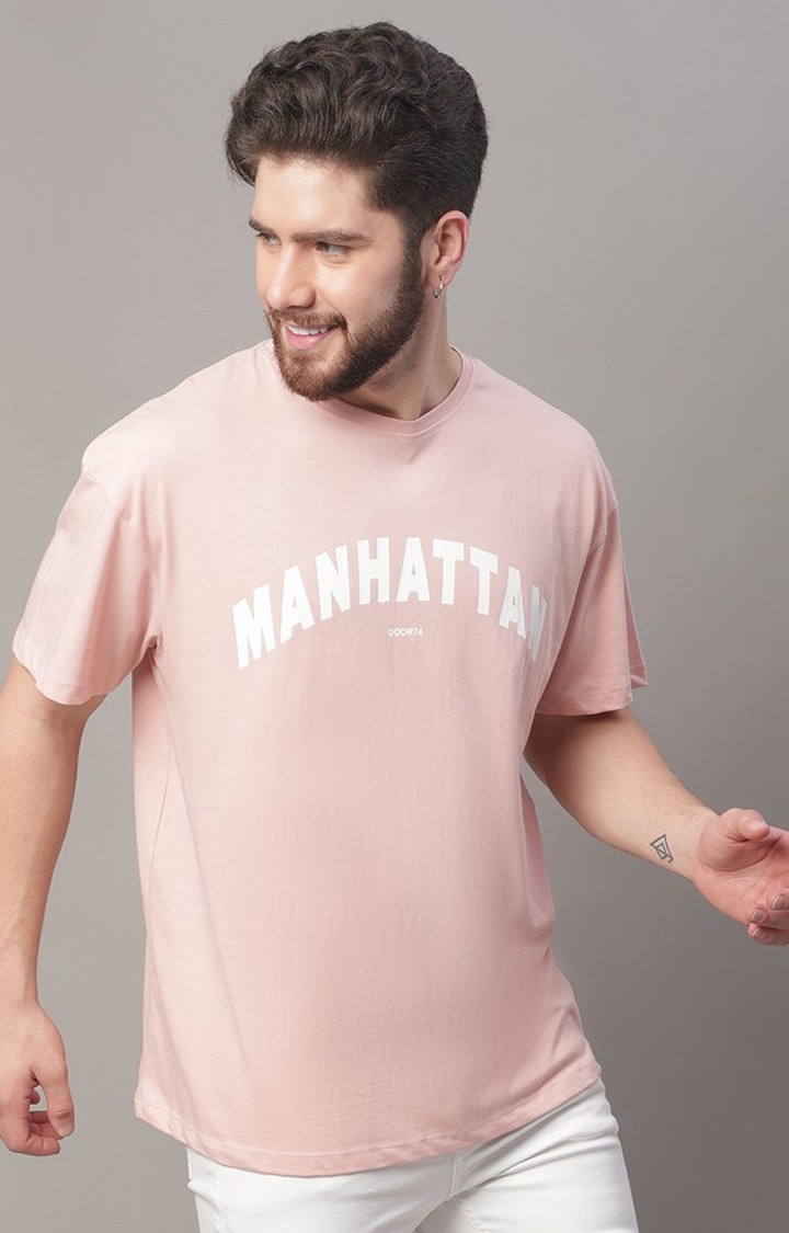 Men's  Printed Pink Oversize Tshirt