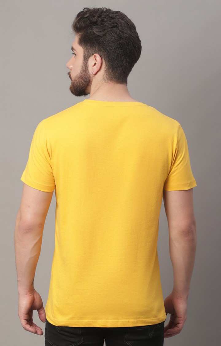 Men's  Printed Yellow Regular Tshirt