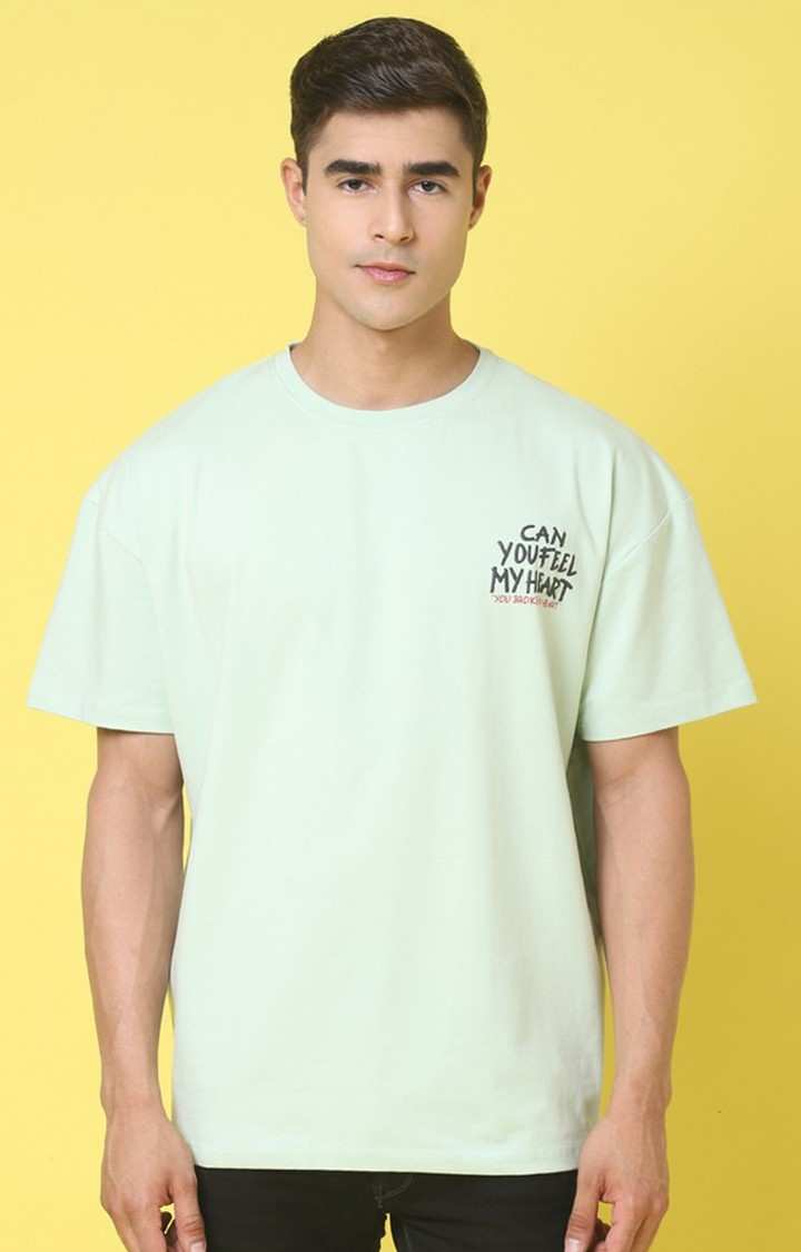 Men's  Printed Green Oversize Tshirt