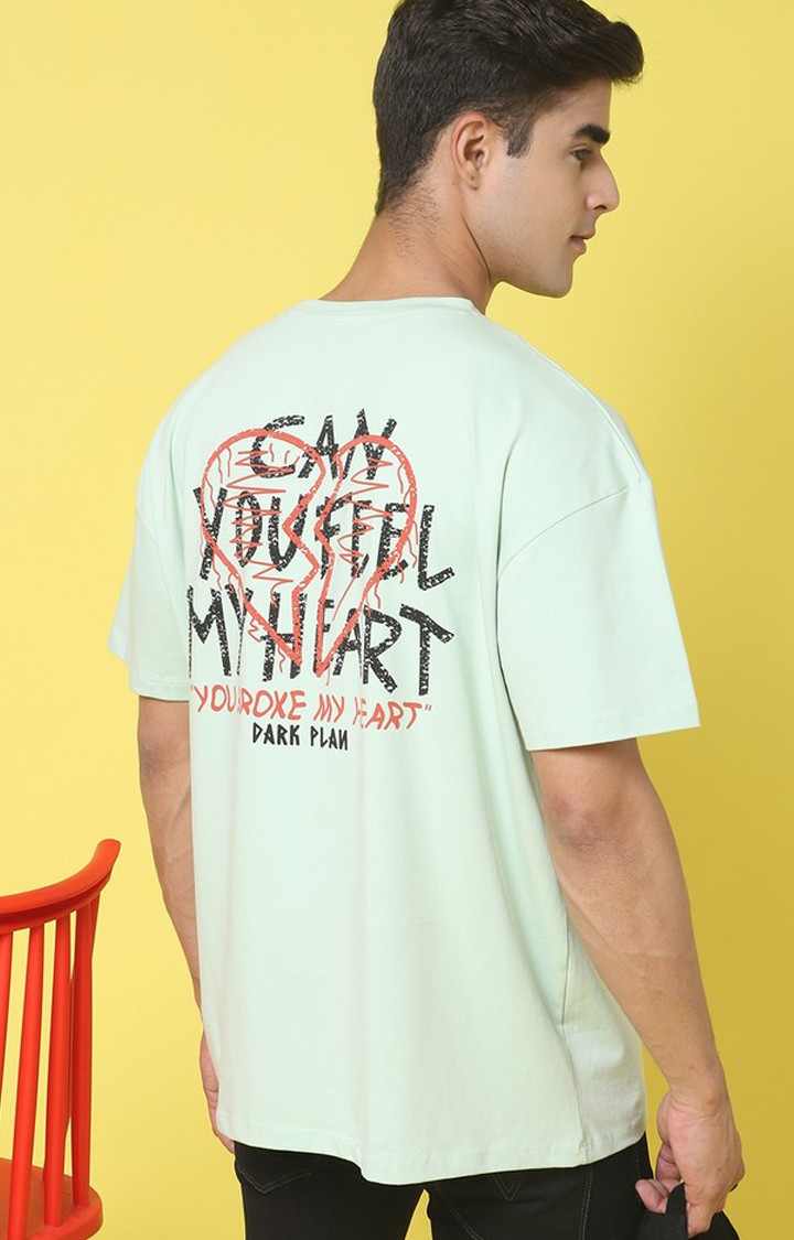 Men's  Printed Green Oversize Tshirt