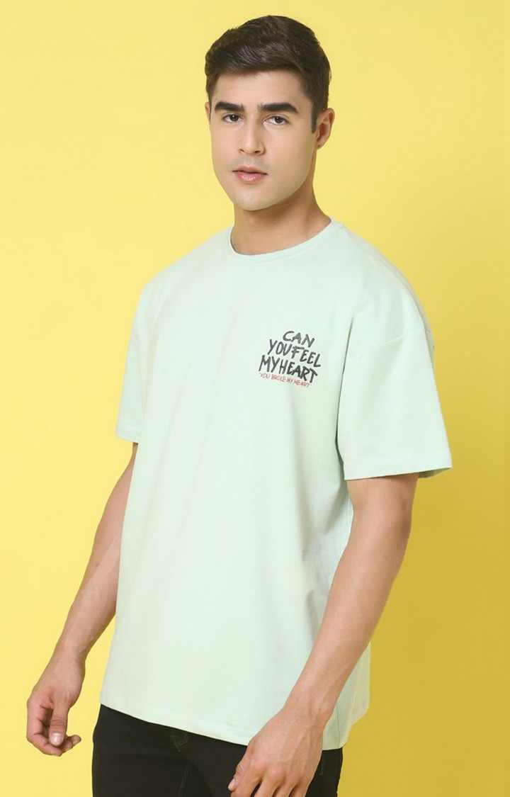 Men's  Printed Green Oversize Tshirt