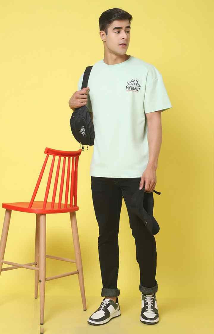 Men's  Printed Green Oversize Tshirt