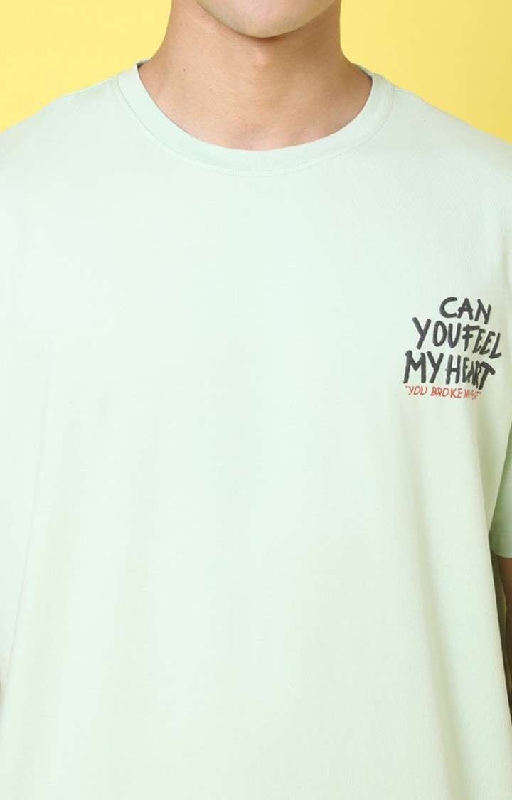 Men's  Printed Green Oversize Tshirt