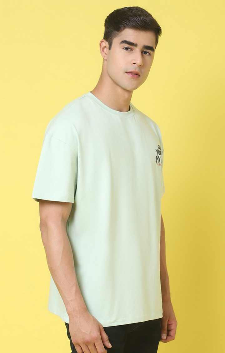 Men's  Printed Green Oversize Tshirt